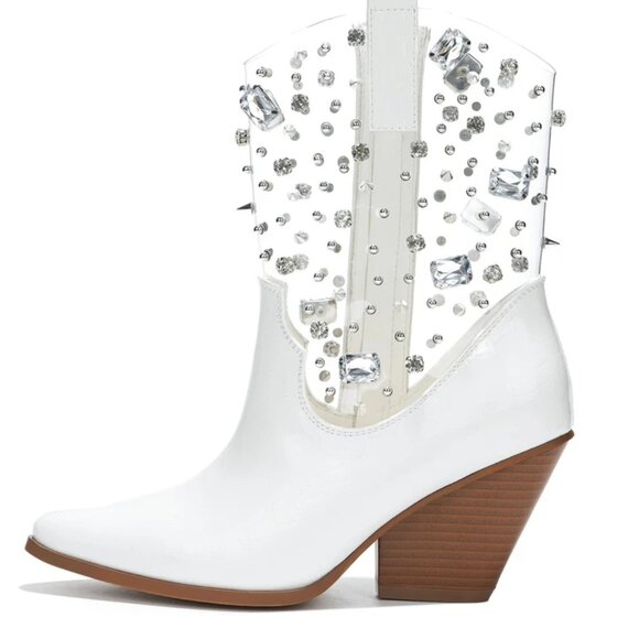 Cape Robbin Shoes - Cape Robbin Chriena White Jeweled Cowboy Boot Sz 5.5 NIB